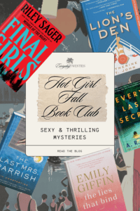 1050x700 image of Hot Girl FALL Book Club cover, with images of mystery books